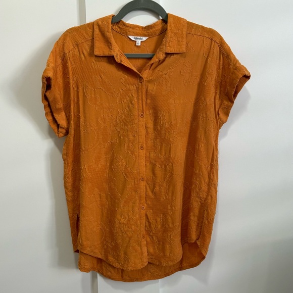 Splendid Olivia Jacquard Top Pumpkin Evereve Blouse Fall Layers Rich Texture Top - Picture 1 of 3